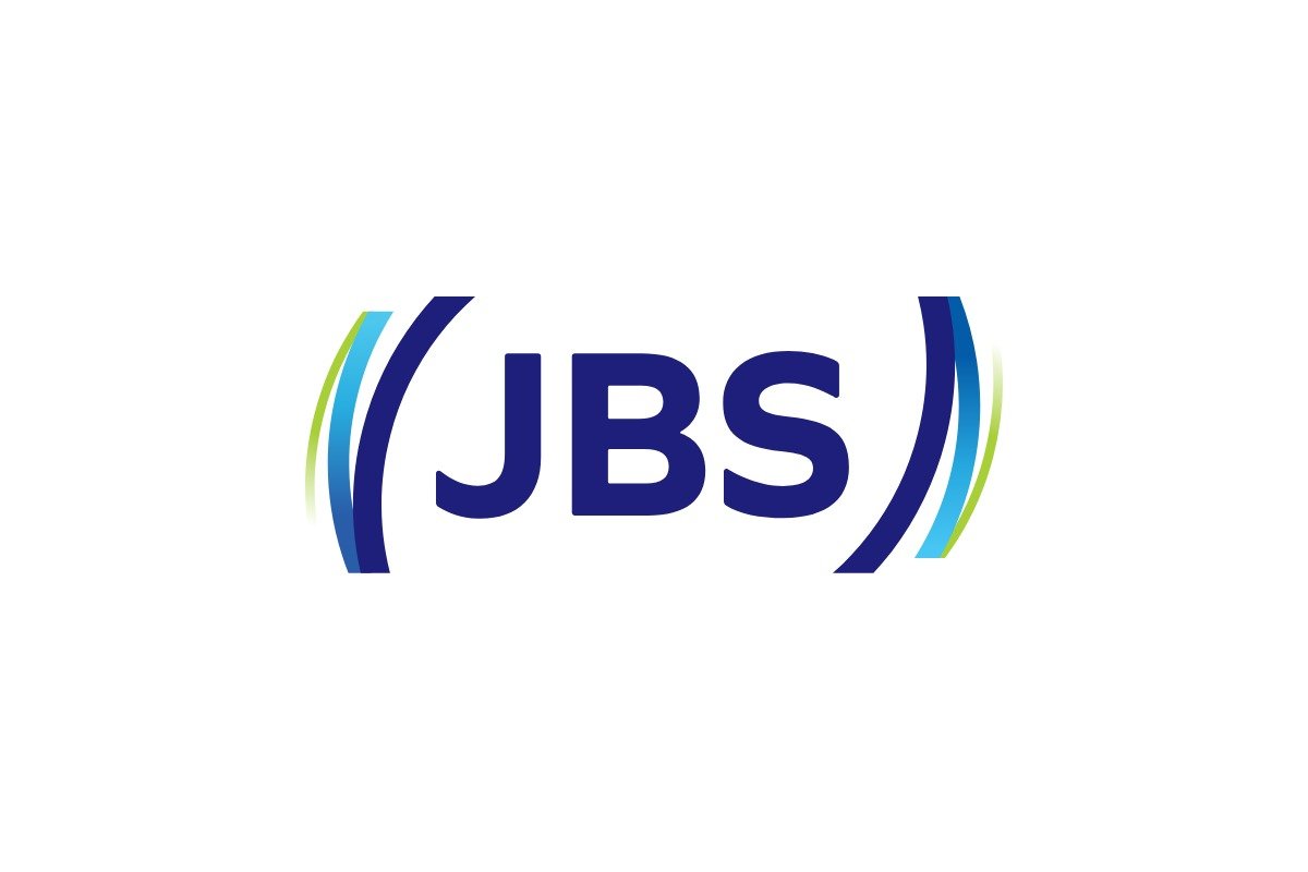 Logotipo da JBS, dona da Seara Logotipo da JBS, em azul, com as letras JBS entre dois arcos
