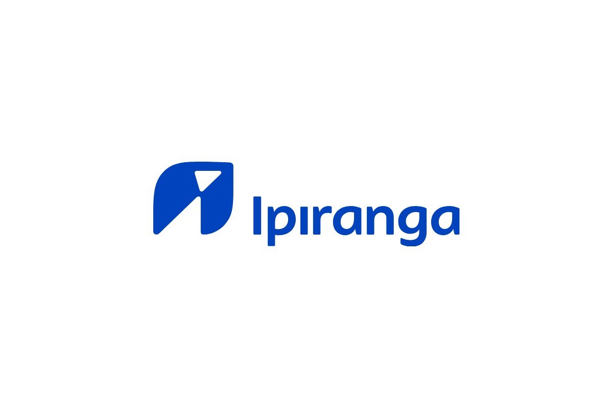 O novo logotipo da Ipiranga, adotado em 2023 como parte do reposicionamento de marca Logotipo atual da Ipiranga, adotado em 2023