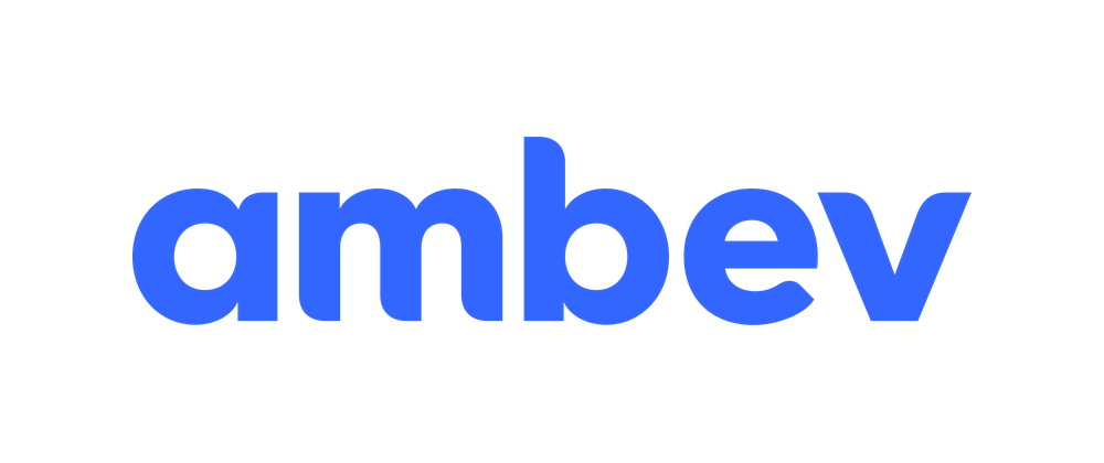 Logotipo da Ambev em letras azuis