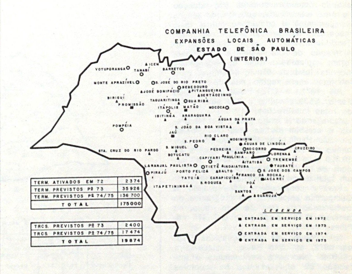 A Vivo é brasileira? Quem é o dono da operadora controlada pela espanhola Telefónica 4 Mapa antigo do interior de São Paulo com cidades marcadas e tabelas de terminais telefônicos previstos, publicado pela Companhia Telefônica Brasileira