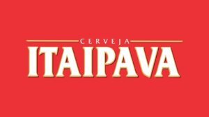 Logotipo da cerveja Itaipava sobre fundo vermelho