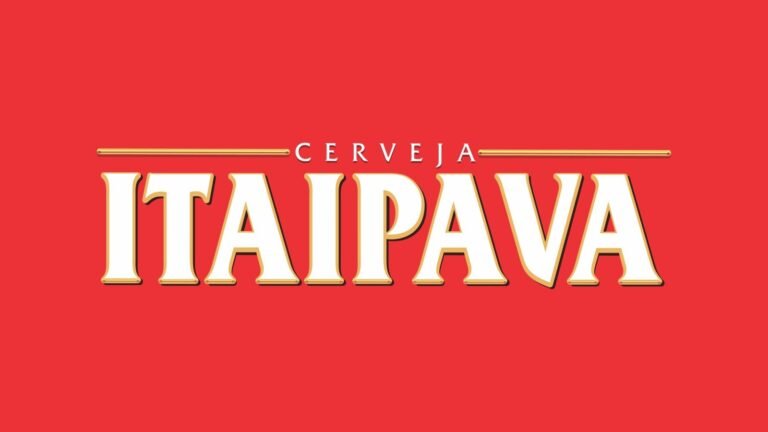 Logotipo da cerveja Itaipava sobre fundo vermelho