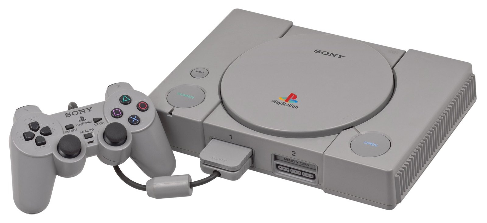 O primeiro PlayStation, lançado no Japão em 3 de dezembro de 1994, com o controle original.