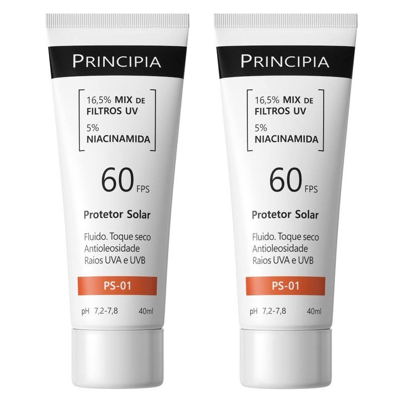 Quem é o dono da Principia? A marca de skincare é brasileira e tem um único dono 5 Dois tubos brancos do protetor solar Principia PS-01, com FPS 60 e niacinamida